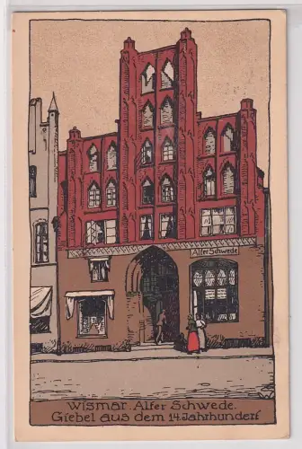 16329 Künstler Stein Zeichnung Ak Wismar an der Ostsee Alter Schwede 1916