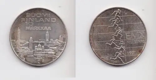 10 Markkaa Silbermünze Finnland Leichtathletik EM 1971 vz (154136)