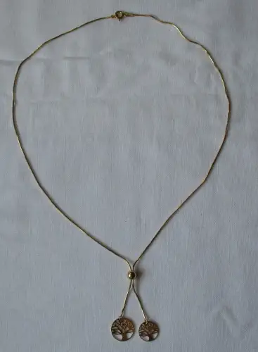 elegante 925er Sterling Silber Halskette vergoldet mit Baum Anhänger (125285)