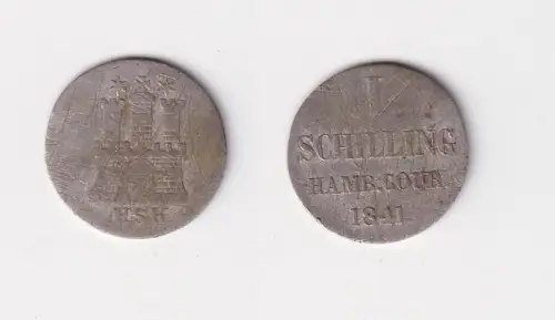 1 Schilling Silber Münze Hamburg 1841 s/ss (152256)