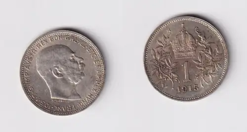 1 Krone Silber Münze Österreich 1915 vz (147957)