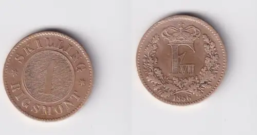 1 Skilling Rigsmont Kupfer Münze Dänemark 1856 ss (143890)