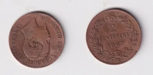 2 Centesimi Kupfer Münze Italien 1867 M ss (146973)