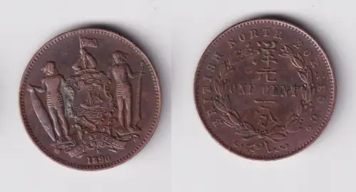 1 Cent Kupfer Münze Britisch Borneo 1890 f.vz (162111)