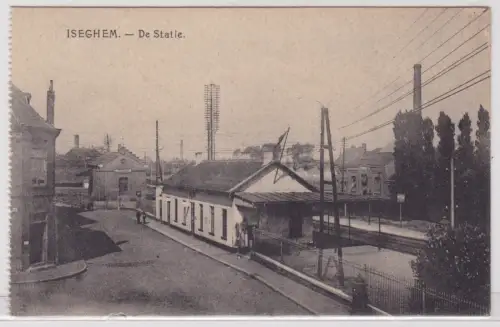 20228 Ak Iseghem Belgien de Statie Bahnhof  um 1930