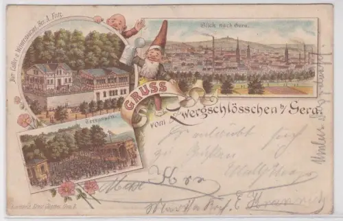 87742 Ak Lithographie Gruß vom Zwergschlösschen bei Gera 1904