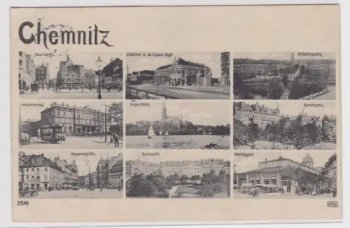905387 Mehrbild  Ak Chemnitz Kaserne, Bahnhof, Markthalle usw. 1907
