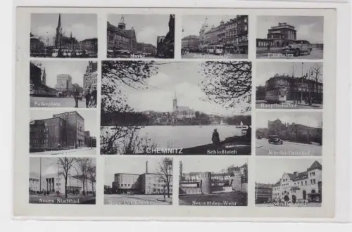 904601 Mehrbild Ak Chemnitz - Markt, Falkeplatz, Flughafen, Neues Stadtbad 1935