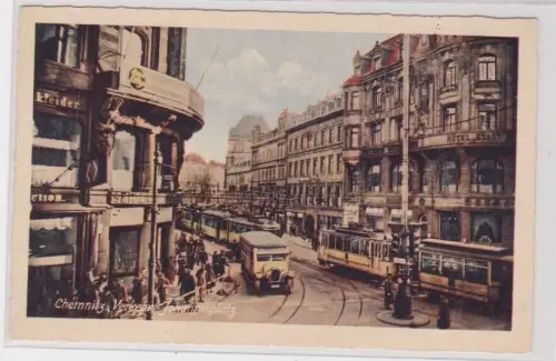 904763 Ak Chemnitz Johannisplatz mit Verkehr um 1930
