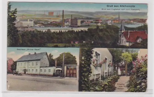 904718 Ak Gruß aus Altchemnitz Gasthaus "Grüner Baum" um 1910
