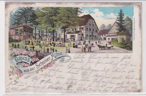 07480 Ak Lithographie Gruß aus der Schoner Zschoner Mühle 1900