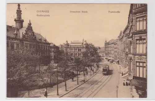 905196 Ak Chemnitz - Beckerplatz, Dresdner Bank, Poststraße 1919