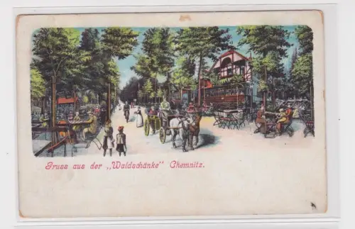 905033 AK Chemnitz - Gruss aus der "Waldschänke", Straßenansicht um 1900