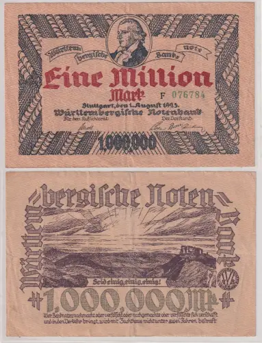 Banknote Inflation 1 Million Mark Stuttgart 1923 (146863)