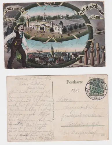 902746 Mehrbild Ak Gruß vom XIV.Sächs.Bundeskegeln Meerane 1913