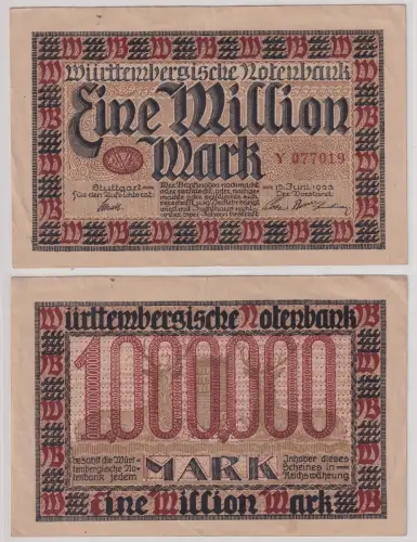 Banknote Inflation 1 Million Mark Stuttgart 15.Juni 1923 (148287)