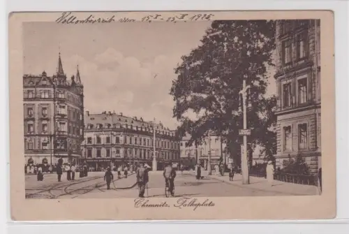 905684 Ak Chemnitz Falkeplatz mit Verkehr um 1925