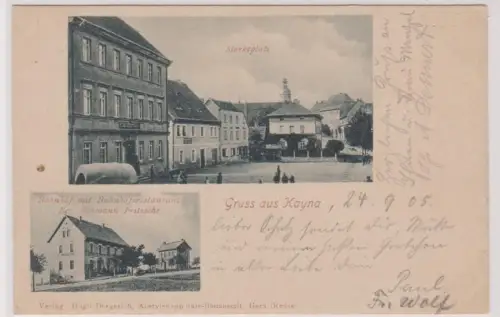 904109 Mehrbild Ak Gruß aus Kayna Bahnhof mit Bahnhofsrestaurant 1905
