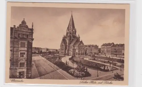 905937 Ak Chemnitz Luther-Platz mit Kirche um 1930