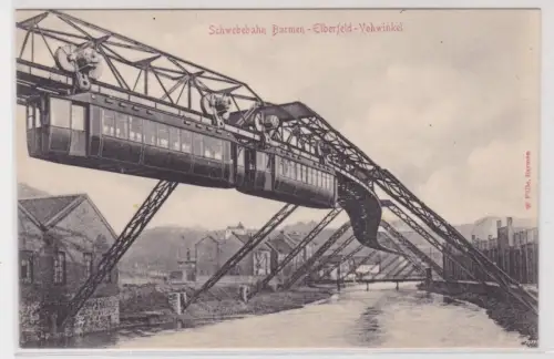 904768 AK Barmen-Elberfeld-Vohwinkel Schwebebahn über der Wupper um 1900