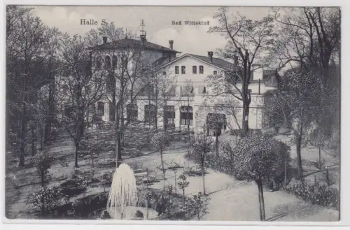 99469 AK Halle a. S. - Bad Wittekind, Stadtvilla mit Gartenpartie 1907