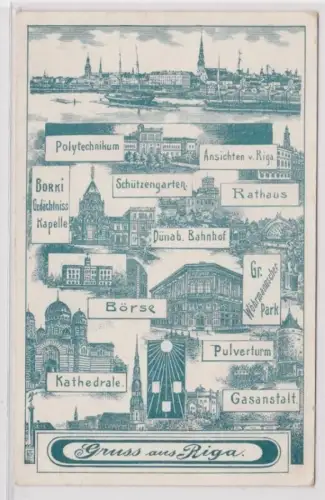 900960 AK Gruss aus Riga - Rathaus, Gasanstalt, Gr. Wöhrmannscher Park