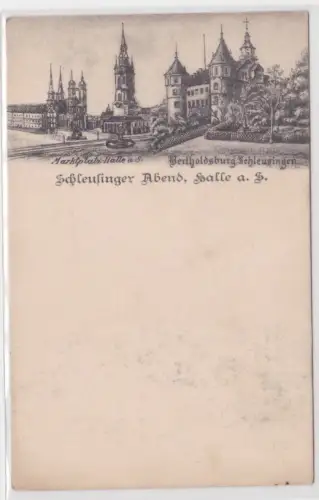906471 AK Halle an der Saale - Schleusinger Abend, Marktplatz, Bertholdsburg