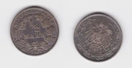 1/2 Mark Silber Münze Deutsches Reich 1907 J  (163314)
