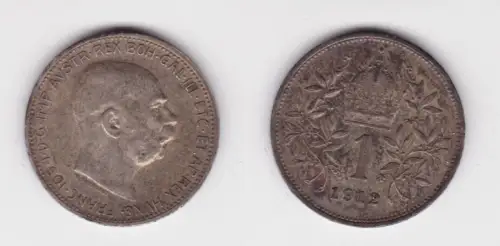1 Krone Silber Münze Österreich 1912 vz (162951)