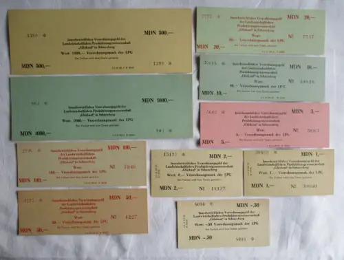 10 Banknoten 0,50 bis 1000 Mark DDR LPG Geld "Glückauf" Schneeberg (165200)
