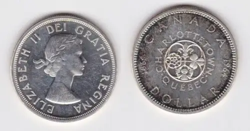 1 Dollar Silber Münze Canada Kanada Lilie, Kleeblatt, Distel & Rose 1964(150362)