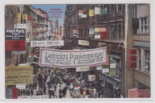 43748 Ak Leipzig Petersstrasse während der Messe um 1920