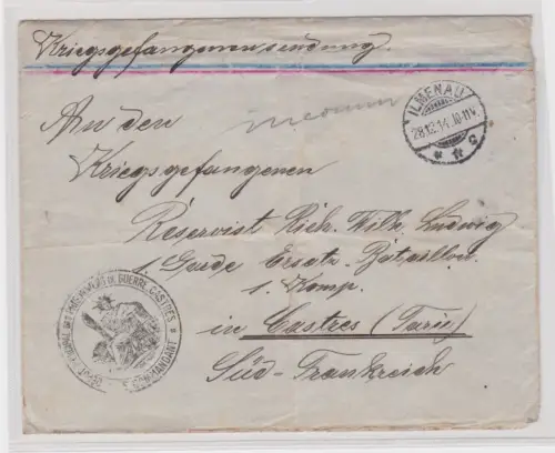 906855 Kriegsgefangenensendung Lager Castres 1.Garde Ersatz Bataillon 1914