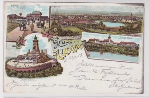 42016 Ak Lithografie Gruss aus Allstedt Bahnhof, Schloß usw. 1903