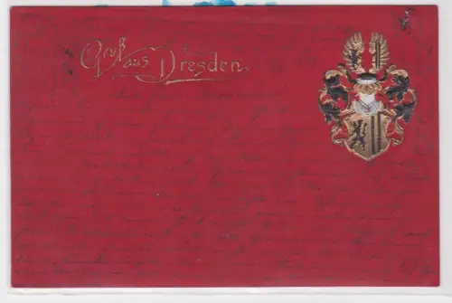 904065 Wappen Präge Ak Gruß aus Dresden 1899