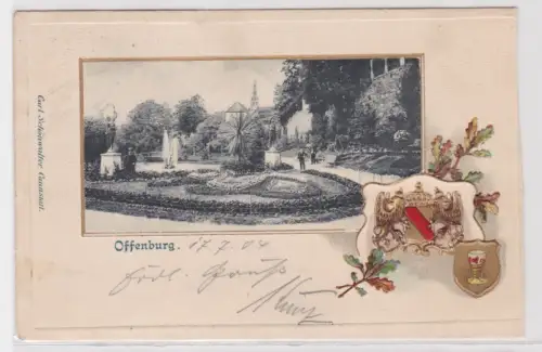 66212 Präge AK Offenburg Stadtgarten 1904