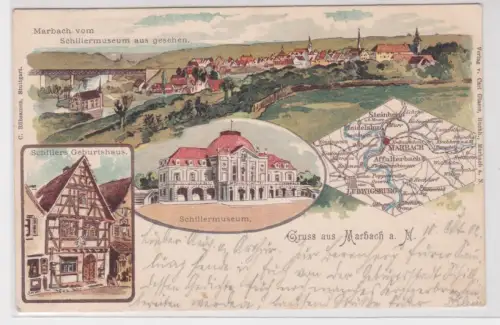 904883 Ak Lithographie Gruß aus Marbach am Neckar 1902
