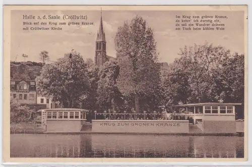 32613 Ak Halle an der Saale (Cröllwitz) Blick auf den Krug zum grünen Kranze1935
