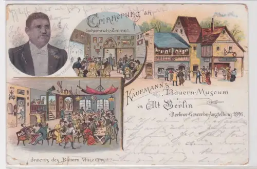 69049 Ak Lithographie Erinnerung an Kaufmanns Bauern Museum in Alt-Berlin 1896