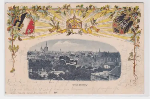 905375 Präge Lithographie Eisleben Totalansicht 1901