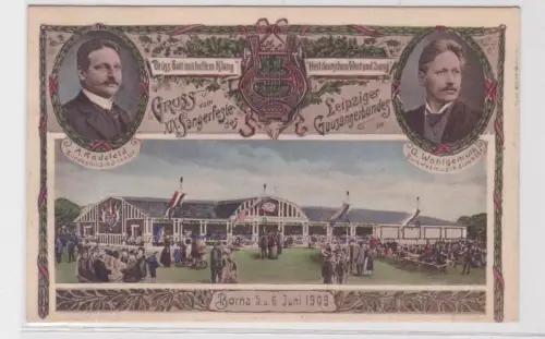 902715 Ak Gruß vom Sängerfest des Leipziger Gausängerbundes in Borna 1909
