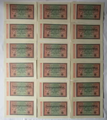 18 x 20000 Mark Banknote Berlin 1923 Ro. 84 fortlaufende Seriennummer (120209)