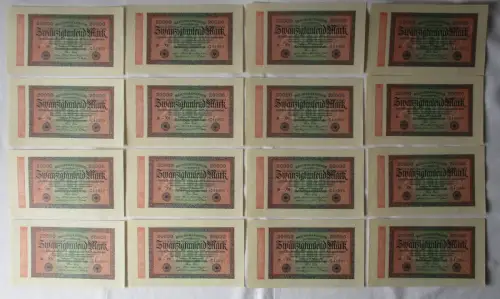 16 x 20000 Mark Banknote Berlin 1923 Ro. 84 fortlaufende Seriennummer (123629)
