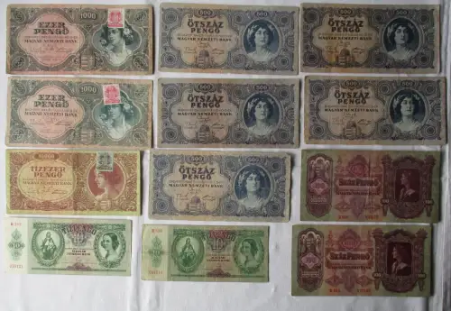 12x Pengö und Forint Banknoten Ungarn 1930 bis 1945 (115168)