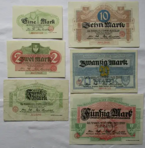 6 Banknoten Notgeld Stadt Neumünster 1918 (118017)