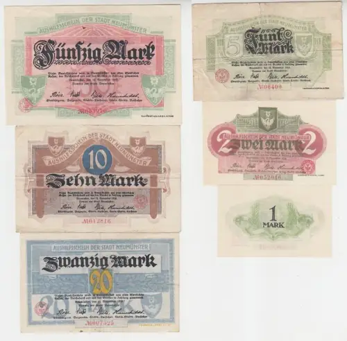 6 Banknoten Notgeld Stadt Neumünster 1918 (105922)