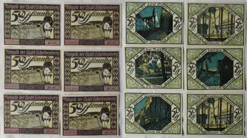 6 Banknoten Notgeld Stadt Scheibenberg 1921 (171349)