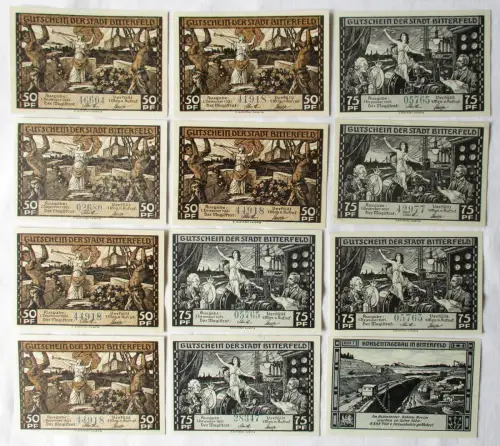 12 Banknoten Notgeld Stadt Bitterfeld 1921 (111082)