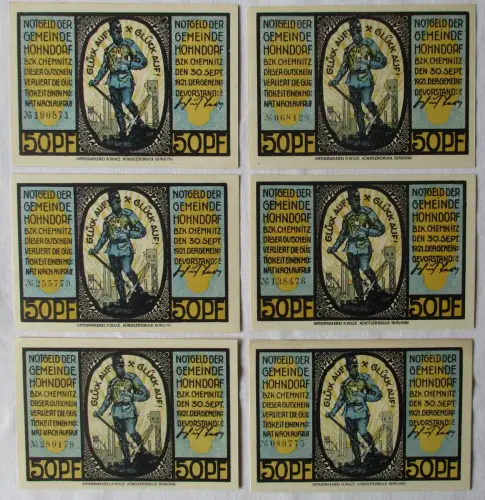 6 Banknoten Notgeld der Gemeinde Hohndorf Bez.Chemnitz o.D. (111039)