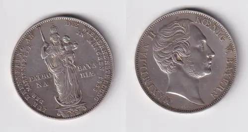 1 Doppelgulden Silber Münze Bayern Maximilian II. Mariensäule 1855 (171254)